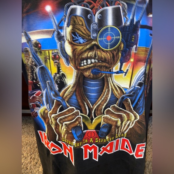 IRON MAIDEN STRANGER IN A STRANGE LAND SHIRT 90s ROCK SHIRT JERSEY HEAVY METAL L - Picture 3 of 8